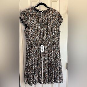 KIRUNDO Sleeveless Ruffle Sleeve Crew Neck Floral Print Mini Dress